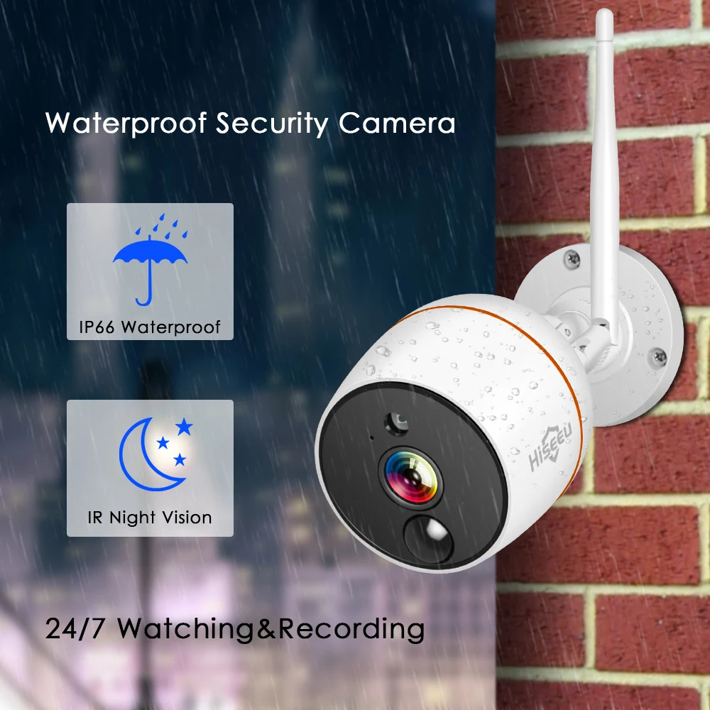 Hiseeu 1080P Беспроводная CCTV система 4CH сенсорный экран LCD NVR 2MP двухсторонняя аудио ip