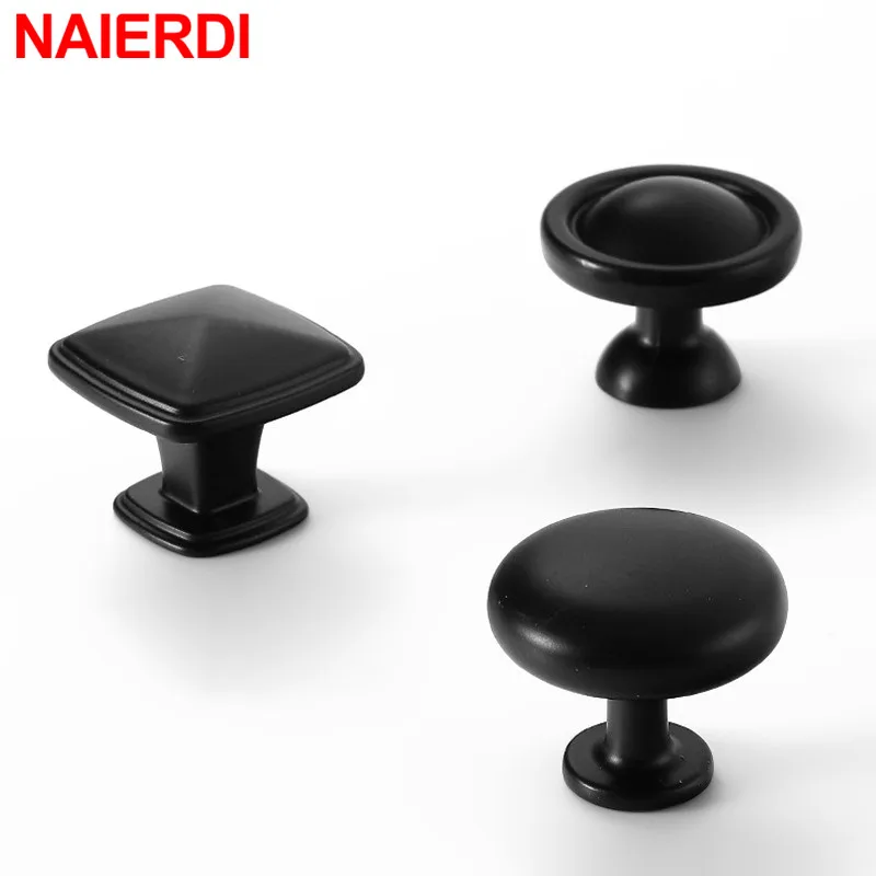 Черные ручки шкафа NAIERDI длинная ручка для мебели кухонный шкаф в американском