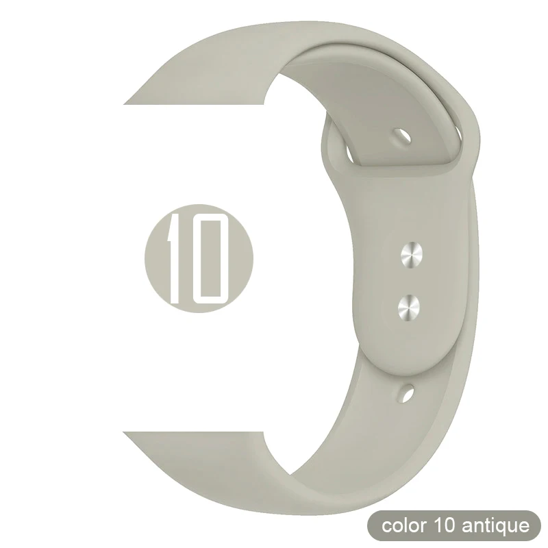 Мягкий силиконовый спортивный ремешок для Apple Watch 5 4 3 2 1 38 мм 42 мм, резиновый ремешок для часов Iwatch series 5 4 40 мм 44 мм - Цвет ремешка: 10 Antique