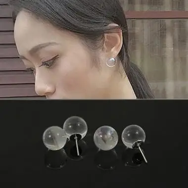 Простые и элегантные стеклянные Пузырьковые прозрачная серьга забавные