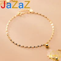 a00555 korean minimalism genuine 925 sterling silver golden glossy beads anklet for women beach party foot jewelry