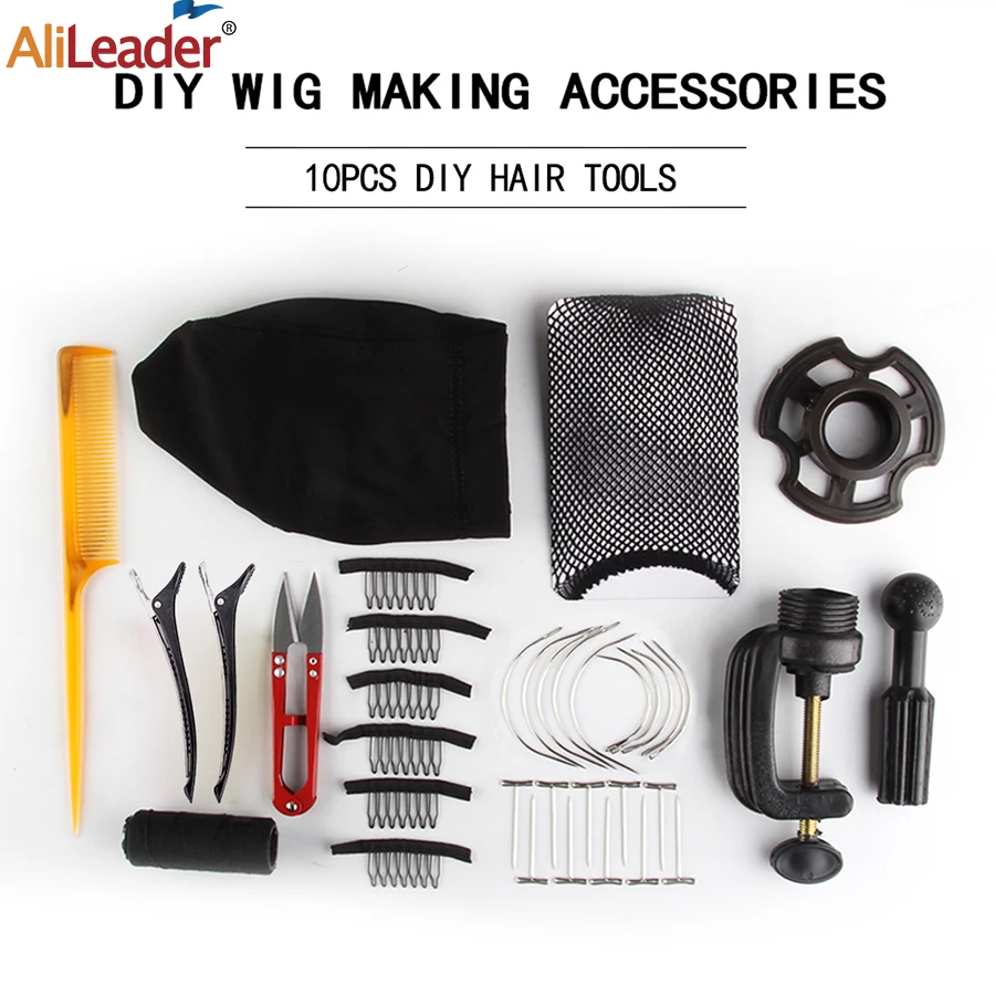 Набор париков для изготовления из человеческих волос расческа/зажимы/подставка