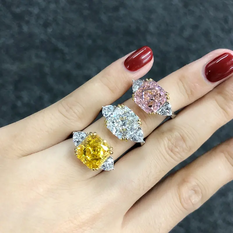 

Jazaz Fine 100% 925 Sterling Silver Sparkling 5A Zircon Pink Yellow Wedding Ring Women Lady Party Anniversary Wdding Gift B0742