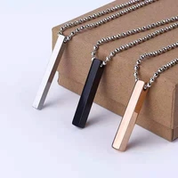 solid stainless necklaces pendants jewelry steel strip pillar titanium steel pendants tailored sweater with chain 2020 trend