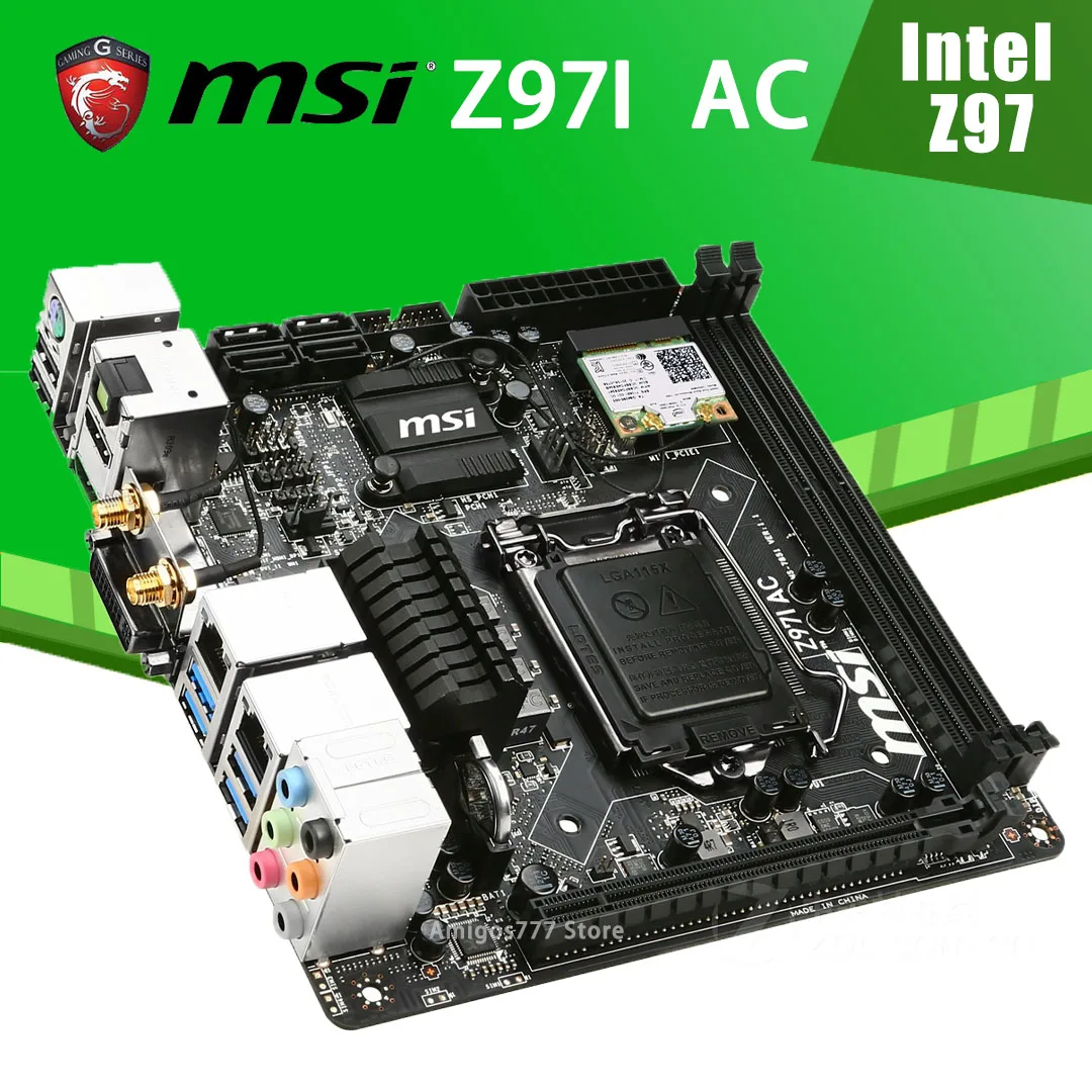 Preise LGA 1150 MSI Z97I AC Motherboard Core I7/i5/i3 DDR3 16GB 1066MHz DVI HDMI-kompatibel Desktop Z97 Placa-Mãe Mini-ITX Verwendet