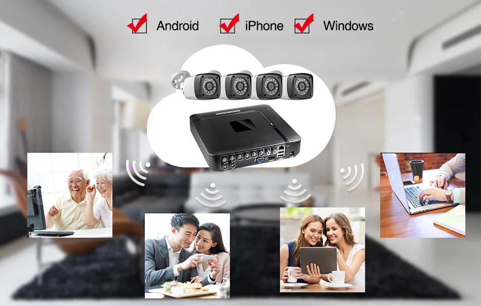 KERUI AHD система камер домашней безопасности 8CH DVR комплекты аудио запись HDMI CCTV система видеонаблюдения набор с 8 шт. 4MP камера