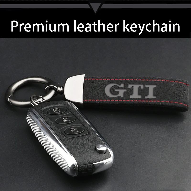 

Fashion high-end metal leather car keychain 4S shop custom key For VW POLO Golf 7 Gti mk6 mk7 gti badge emblem spoiler car