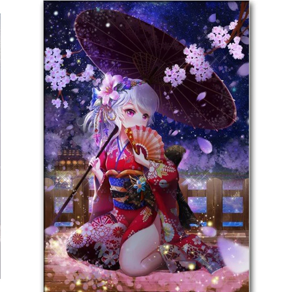 

New Home Decor Cartoon Anime Girl 5D DIY Diamond Painting Cross Ctitch Kit Wall Sticker Mosaic Diamond Embroidery Painting