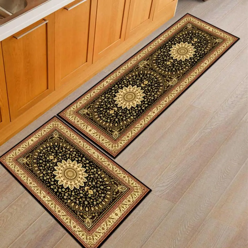 B Luxury Floral Washable Soft Non Slip Kitchen Door Hall Way Rug Long Runner Mats - Цвет: B
