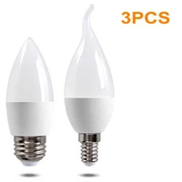 3pcs e14 e27 led candle bulbs 7w 9w led light chandelier candle lamp ac 220v lamp decoration light warmwhite energy saving