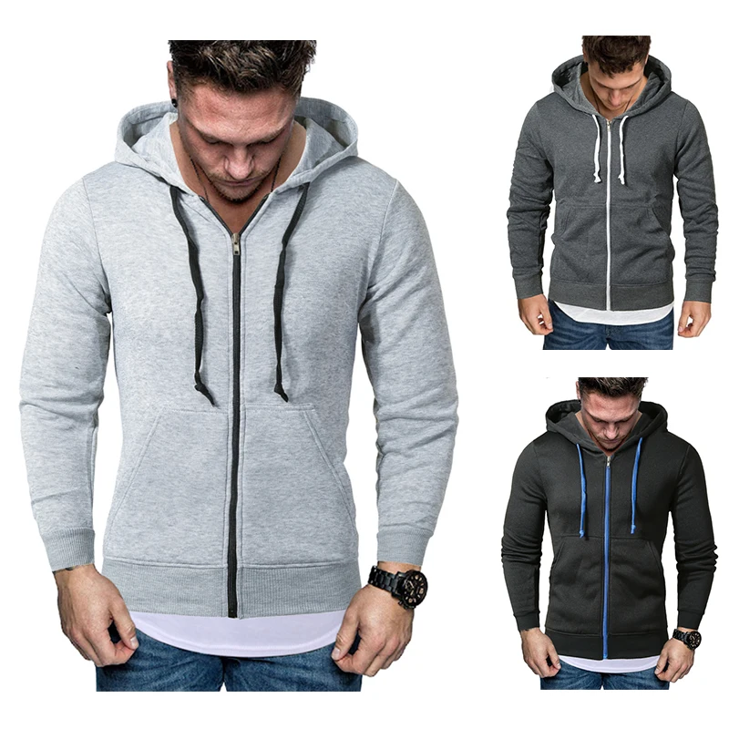 

iSurvivor 2021 New Fashion Zipper Pocket Design Solid Color Long Hooded Sweater Coat