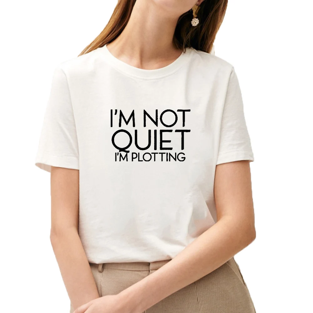 

Я не тихий я черчения забавная футболка для женщин с принтом хлопковая футболка с короткими рукавами для женщин черный, белый цвет свободна...