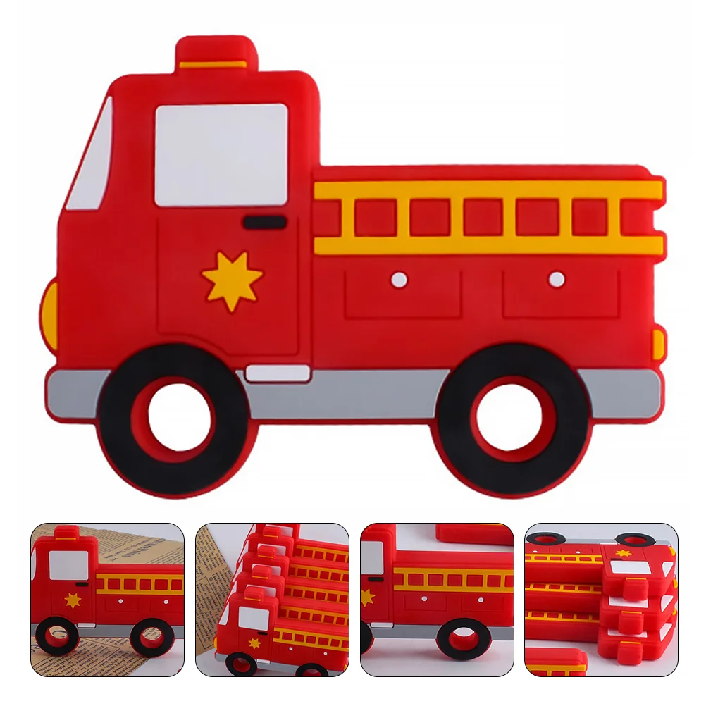 

1pc Silicone Teether Cartoon Fire Fighting Trucks Teether Teething for Baby