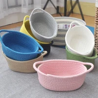 nordic cotton rope woven storage basket with handles dirty clothes laundry baskets desktop sundries organizer home accessories