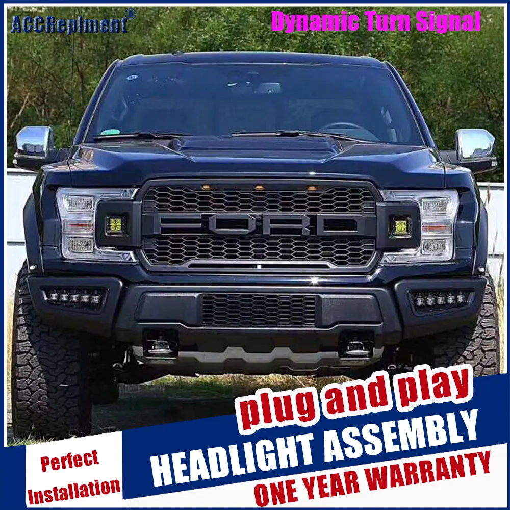 

Car Styling Head Lamp for Ford F150 led headlights 2019 F150 head lamps led drl HID KIT Bi-Xenon Lens low beam projector