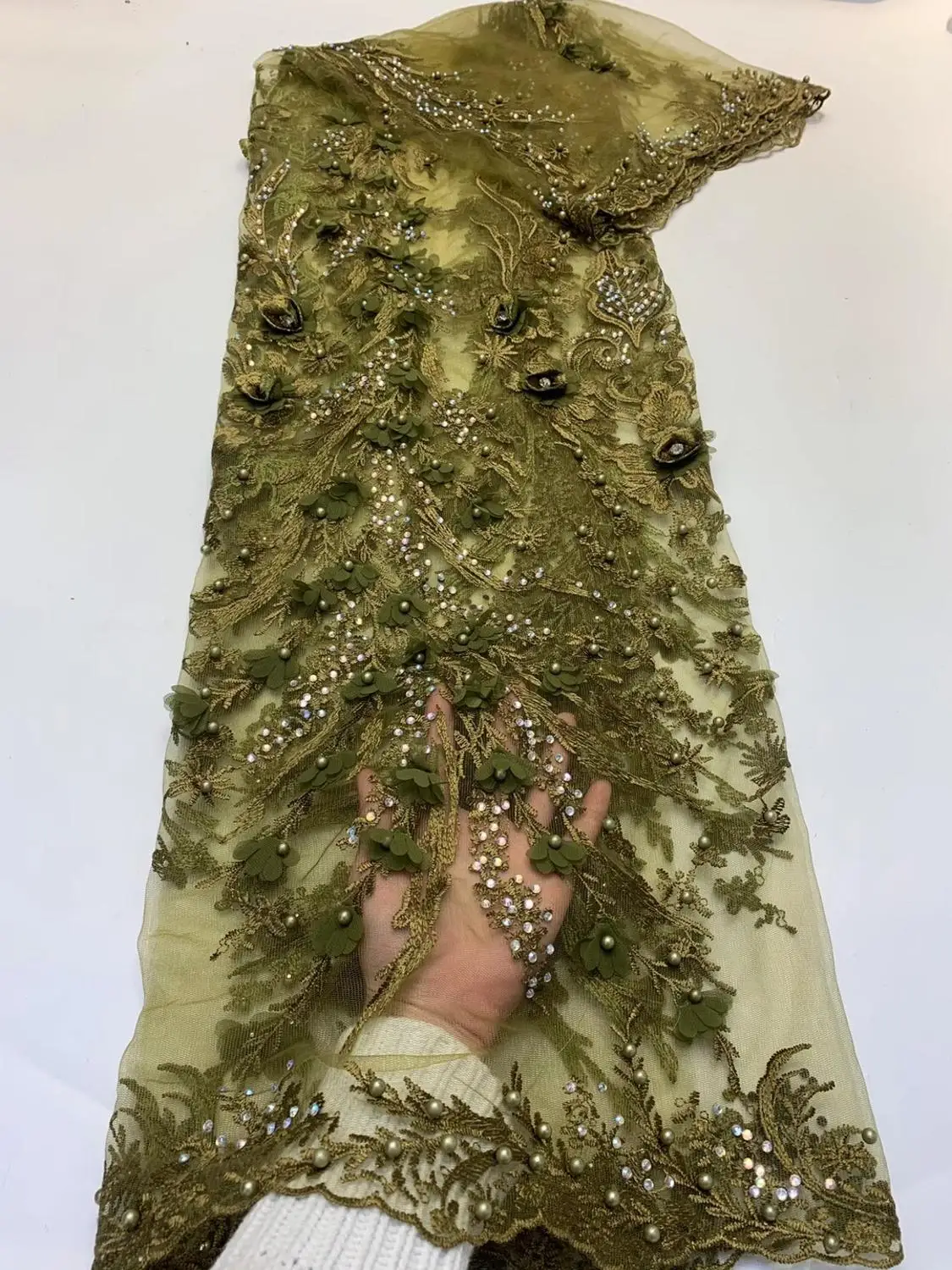 Стразы 3D цветочное кружево вышитая бисером ткань 2021 африканская французская