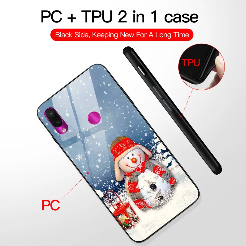 Чехол с рождественским рисунком для телефона Redmi 7 7A 8A Жесткий из поликарбоната