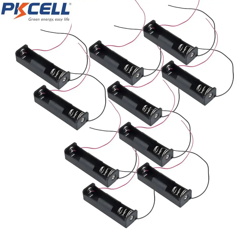 

10pcs 18650 Battery Storage Box 1slot DIY Batteries Clip Holder Container With Wire Lead Power 18650 Battery Storage Case