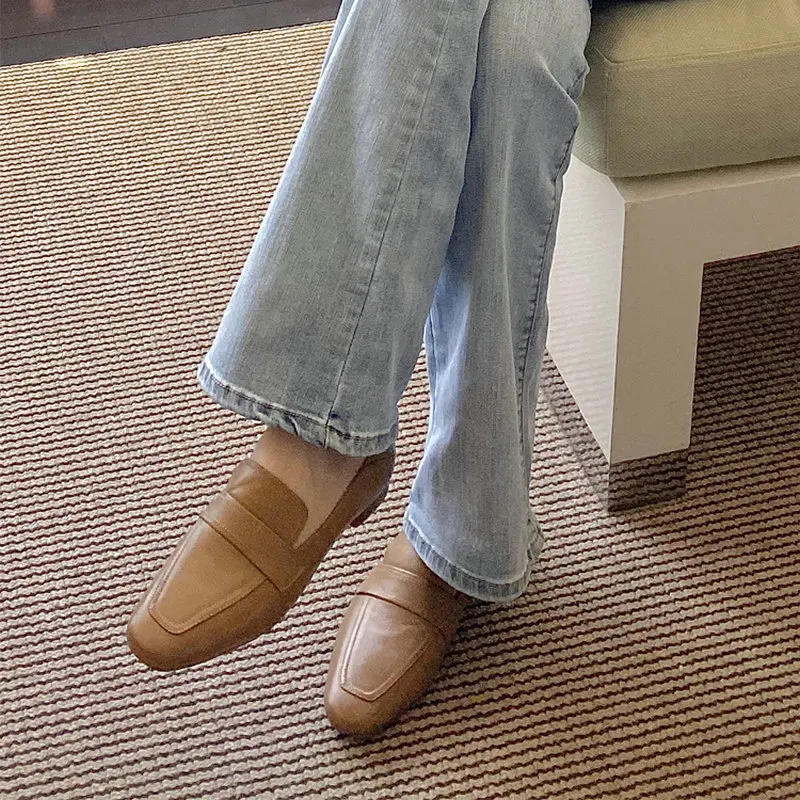 

Shallow Handmade Shoes For Party Wedding casual Shoes Woman Women Genuine Leather Thick low Heels women Pumps