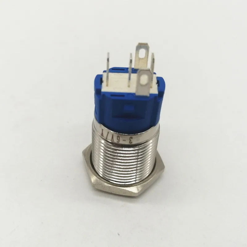 Автомобильный рожковый переключатель 16 мм металлический кнопочный СВЕТОДИОДНЫЙ