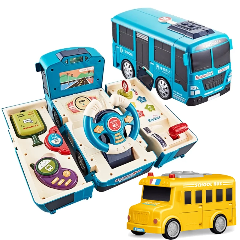 

Multifunctional Bus Deformation Toy Child Education Car Interaction Simulation Driving Toy Baby Electric Light Music Toys Gift