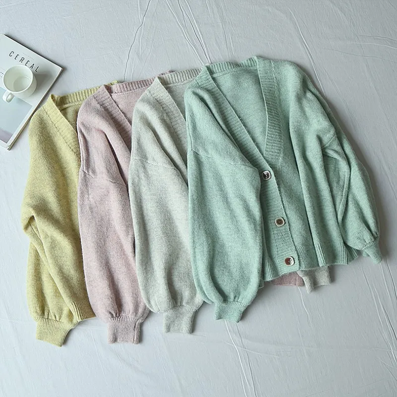 2019 однобортный вязаный кардиган с v-образным вырезом для женщин уличная зимняя