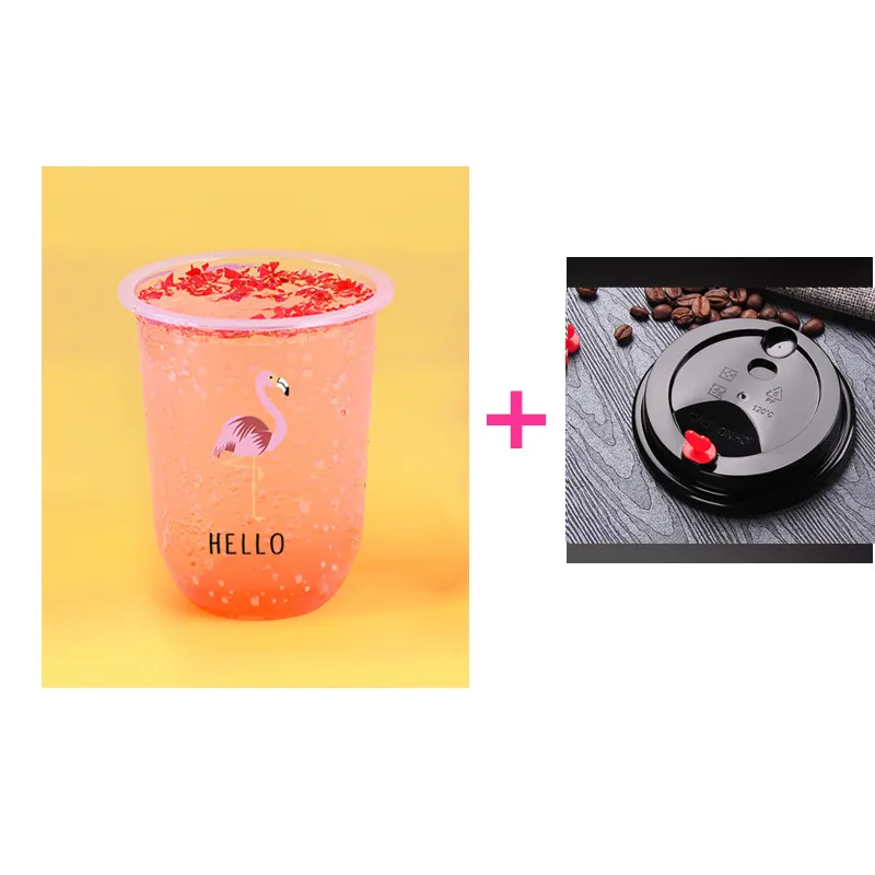 cup and lid Одноразовый жир u-образный узор креативный прозрачный молочный чай пластиковая чашка кофе напиток сок Напиток Упаковка чашки с крышкой - Цвет: cup and lid