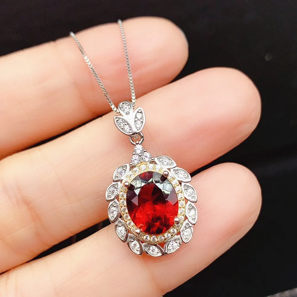 

Ожерелье женское с подвеской в виде красного кристалла, рубина, 45 см