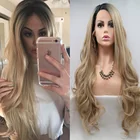 Парик TwoTone женский термостойкий, синтетический, со светлыми волнами и темными корнями, сменный, для косплея