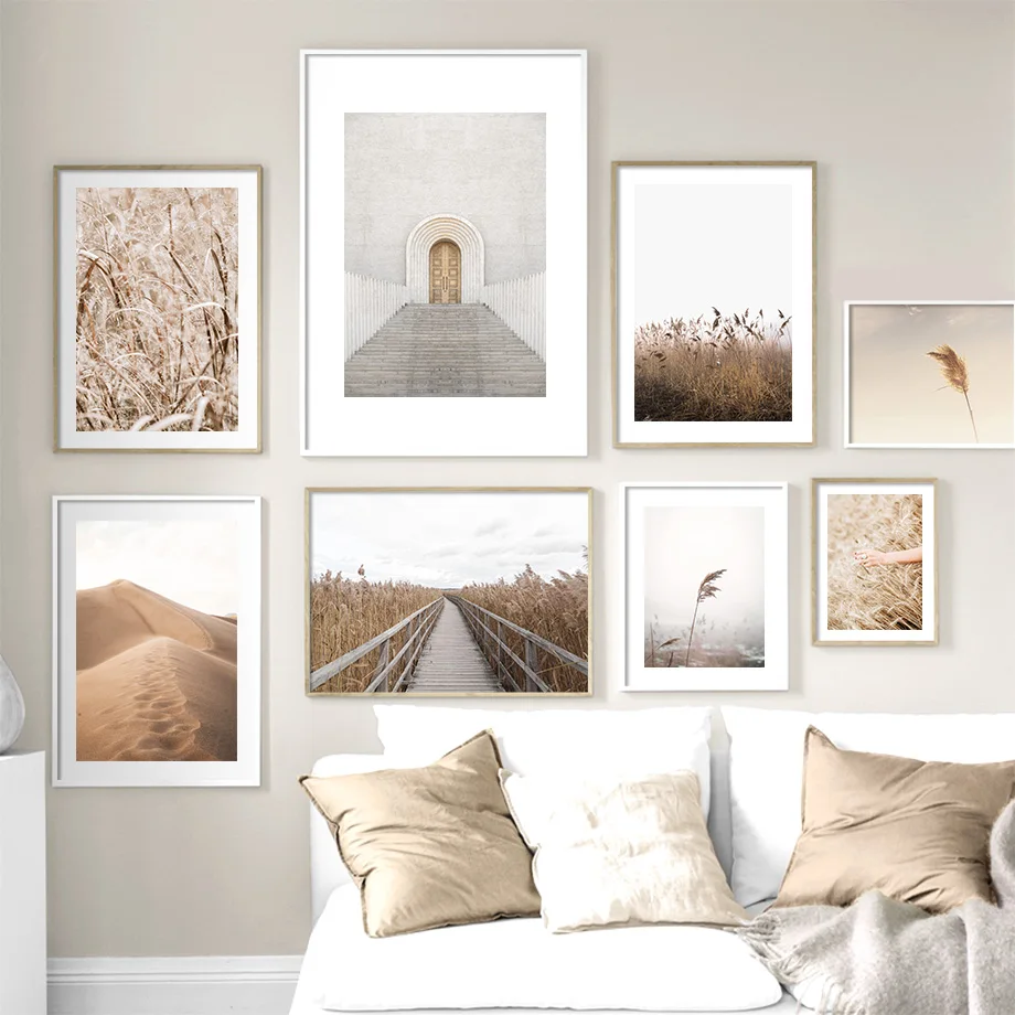 

Door Bridge Desert Leaf Reed Wheat Plant Wall Art Canvas Painting Nordic Posters And Prints For Living Room Decor Wall Pictures