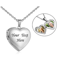 stainless steel heart locket that holds pictures memory photo lockets custom text name date necklace
