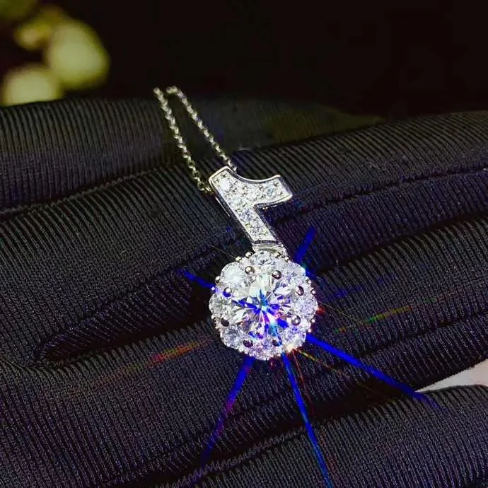 Круглые серебряные подвески Moissanite, 1 CT D VVS, роскошные Подвески Moissanite Weding для женщин