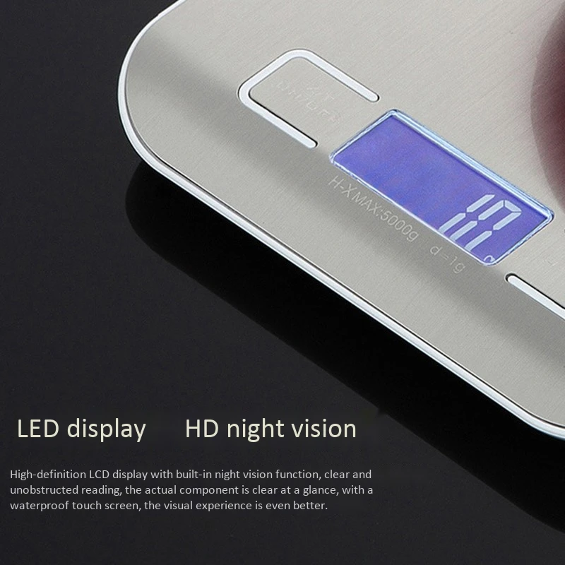 

ELEG-10Kg-1G Digital LCD Electronic Kitchen Scale Food Weighing Postal Scales Rechargeable