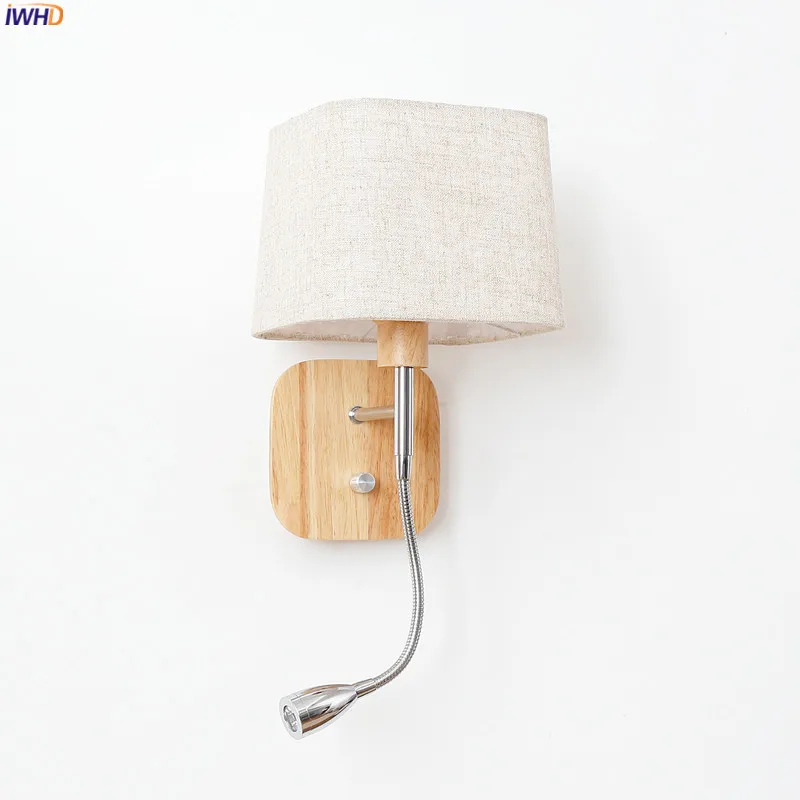 Настенный светильник IWHD в скандинавском стиле тканевый светодиодный для спальни