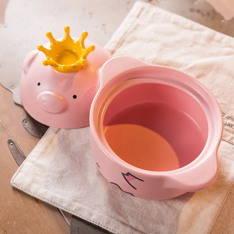 1000 мл Розовая Свинья высокая термостойкость кастрюля ручка керамическая плита