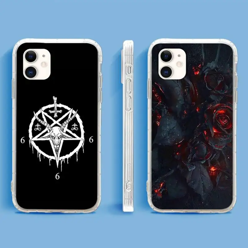 

Gothic Witch Satan Phone Case For iPhone 13 12 11Pro Max 11 XR XS Max X Mini 8 7 6 SE 2020 Soft Transparent Cover