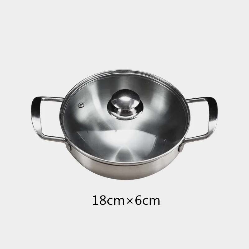 18cm with lid 18 см/20 см/22 см нержавеющая сталь Hotpot плоское дно кастрюля для приготовления пищи горшок для Раков морепродуктов кухонный кастрюля для индукционной плиты - Цвет: 18cm with lid