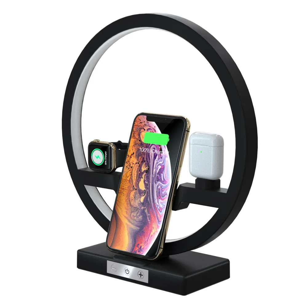 3 в 1 настольная лампа быстрая QI Беспроводная зарядная док-станция для Apple Watch Airpods