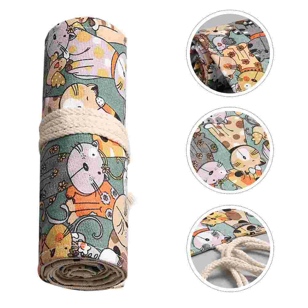 

Cat Pattern Pencil Roll Bag Rolling Pencil Pouch Pen Case (48 Holes)