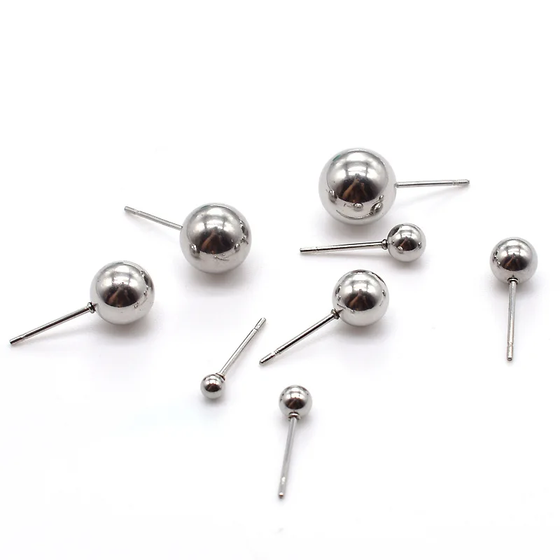 Гвоздики из хирургической нержавеющей стали женские круглые серьги-шарики под