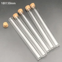 20pcspack lab 18x150mm clear flat bottom glass test tubes with cork wooden stoppers for laboratory container