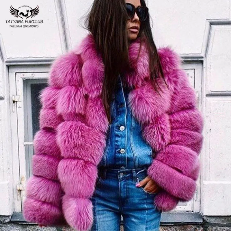 Tatyana Furclub натуральное меховое пальто оранжевое меховое пальто Роскошная зимняя куртка из натурального Лисьего меха модное пальто зимнее меховое пальто для девочек для женщин