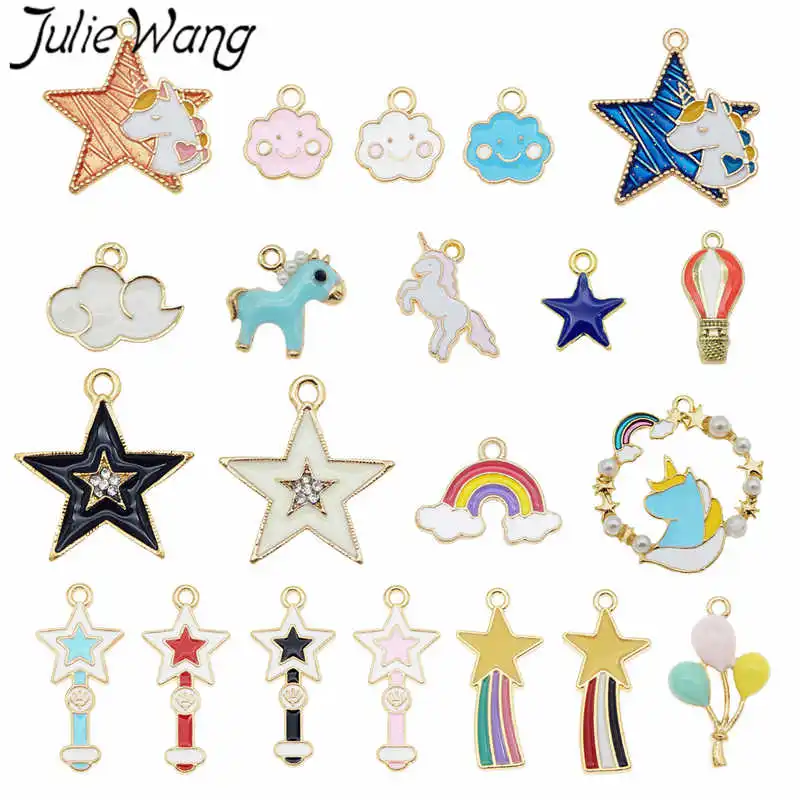 10 шт. эмалированные подвески звезды Julie Wang из сплава Случайные Смешанные облака