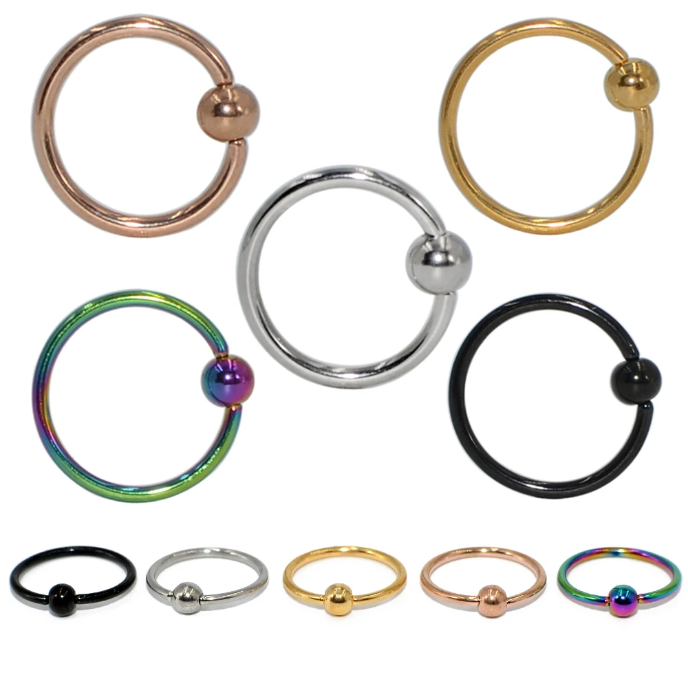 

5pcs/lot Mixed Color Surgical Steel Captive Bead Ring Ear Hoop Nose Ring Hoop Ear Tragus Cartilage Piercing Body Jewelry Earring