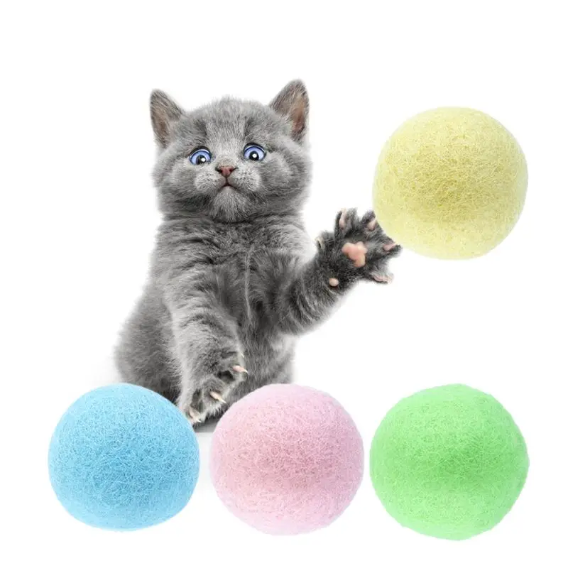 

Wool Felt Ball Toys for Cats Kittens Colorful Eco-Friendly Cat Teaser Bell Balls