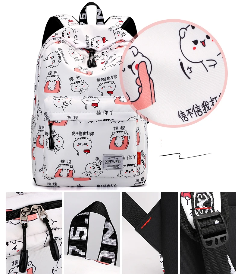 

Cartoon Backpack Printing Women School Backpack Nylon Teenger Girl school bags kids Schoolbags Mochilas Female Backpack