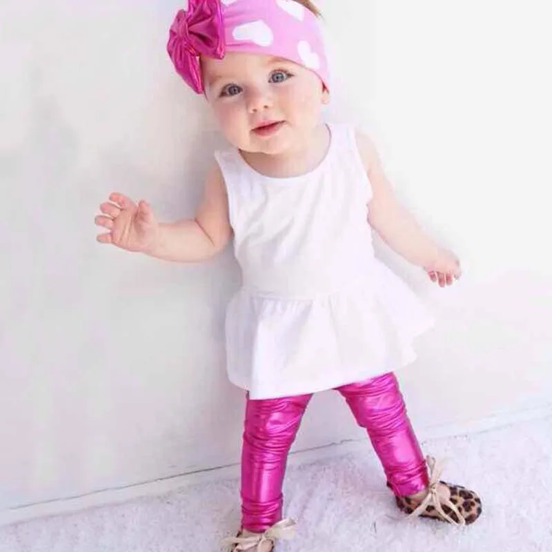 Детские блестящие леггинсы с оборками повседневные облегающие укороченные