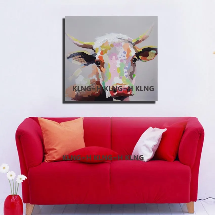 

100% Handpainted Canvas Painting Cow Oil Painting on Canvas Abstract Art Animal Wall Pictures Art Decoration Home Paint