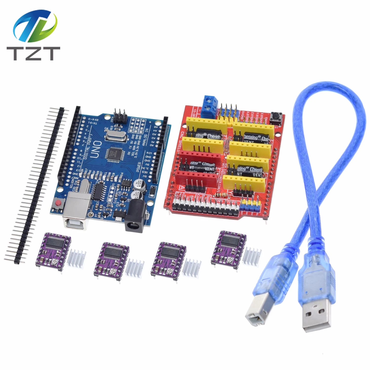TZT ЧПУ щит V3 гравировальный станок 3D печать + 4 шт. DRV8825 Плата расширения драйвера