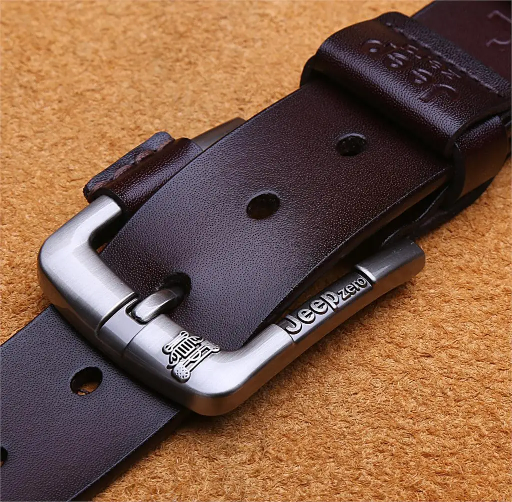 Designer Jeep zero 100% Upper Genuine Leather Alloy Pin Buckle Belt For Men Business Fancy Vintage Jean Cintos Belts | Аксессуары для